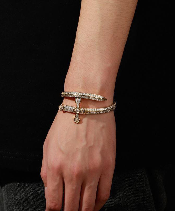 Men Silk Sterling Silver Zircon Sword Of Justice Bracelets