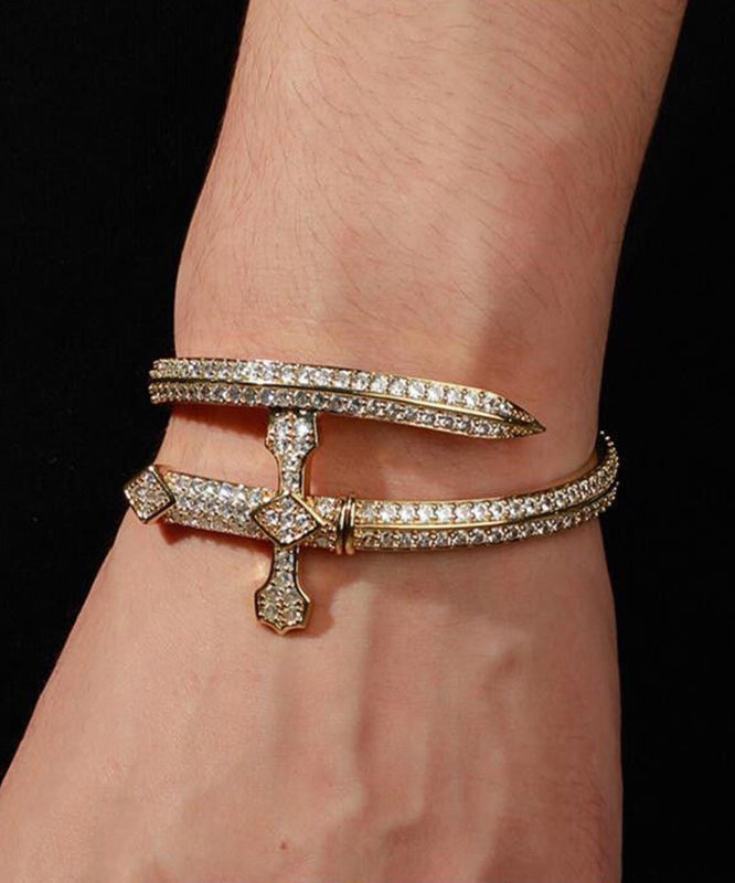 Men Silk Sterling Silver Zircon Sword Of Justice Bracelets
