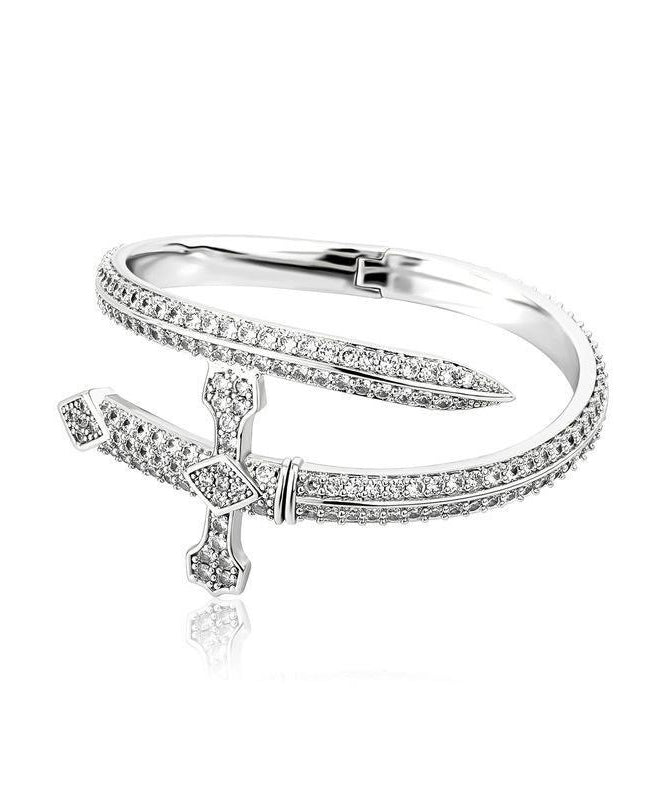 Men Silk Sterling Silver Zircon Sword Of Justice Bracelets
