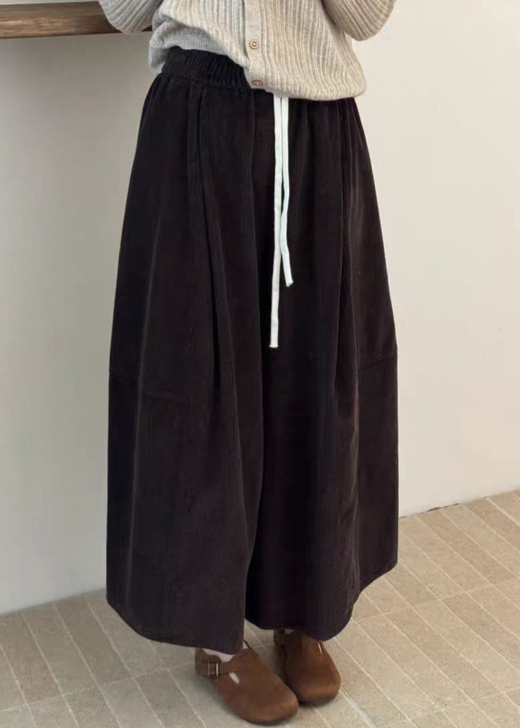 Modern Coffee Original Design Solid Corduroy Wide Leg Pants