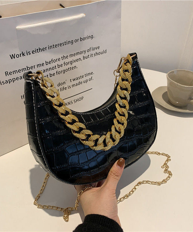 Modern Green Chain Linked Faux Leather Shoulder Bags