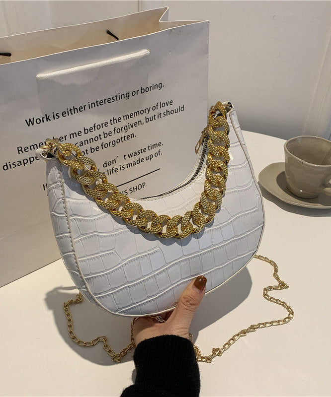 Modern Green Chain Linked Faux Leather Shoulder Bags