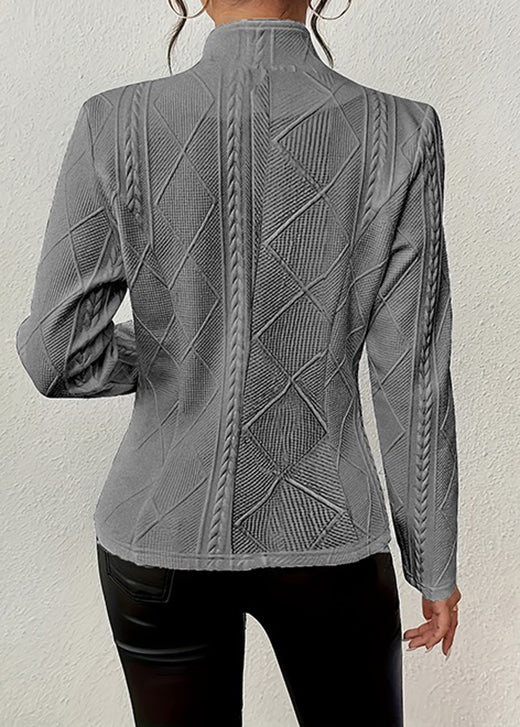 Modern Light Grey Stand Collar Button Cotton Suit Coats Fall