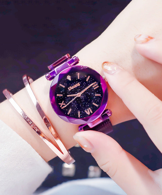 Modern Purple Alloy Zircon Quartz Movement Waterproof Watch