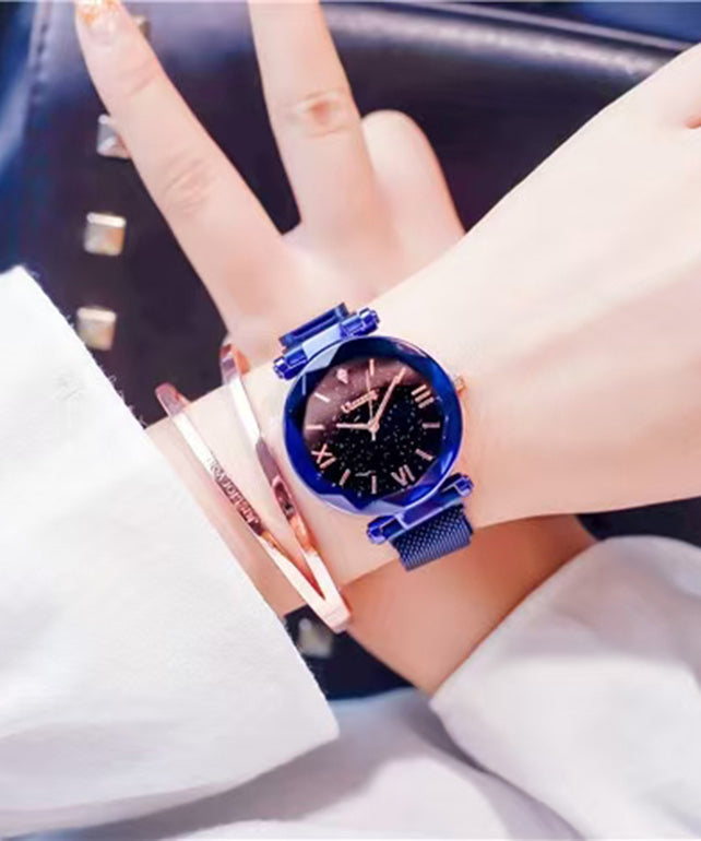 Modern Purple Alloy Zircon Quartz Movement Waterproof Watch