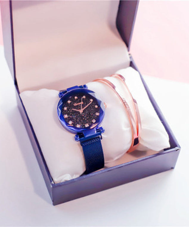 Modern Purple Alloy Zircon Quartz Movement Waterproof Watch