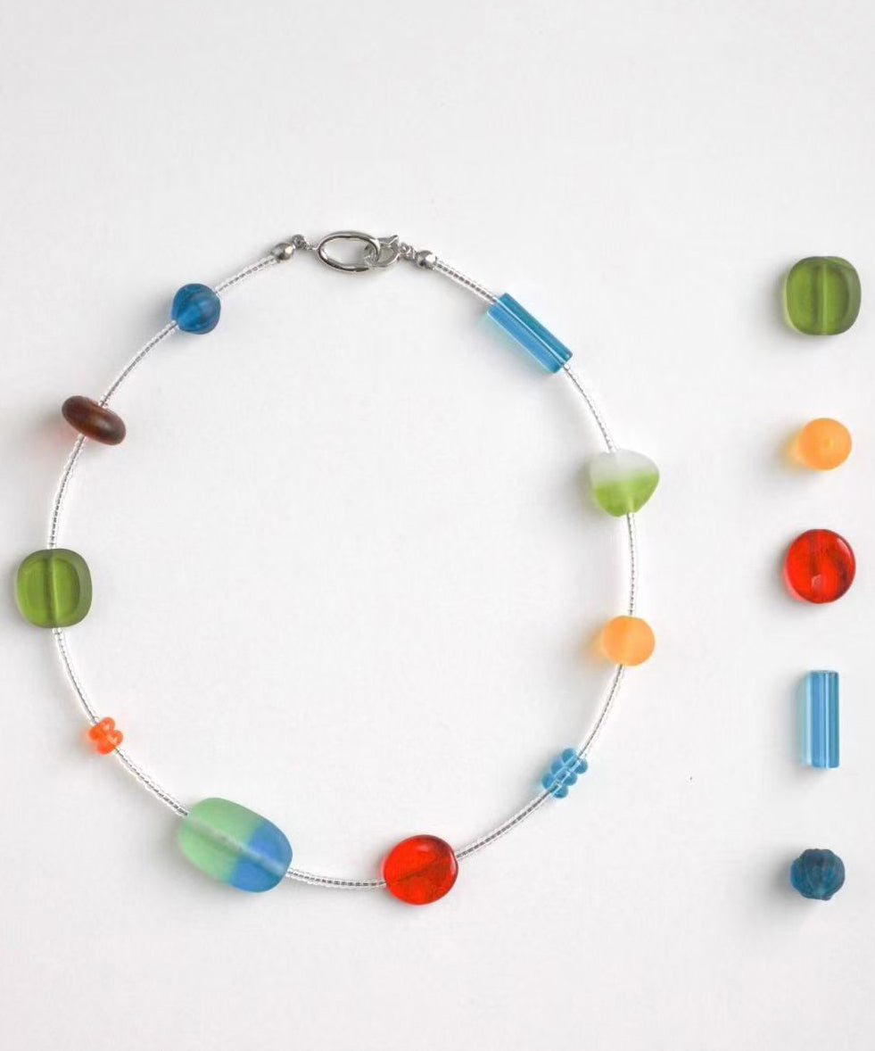 Modern Rainbow Alloy Asymmetrical Beads Gratuated Bead Necklace