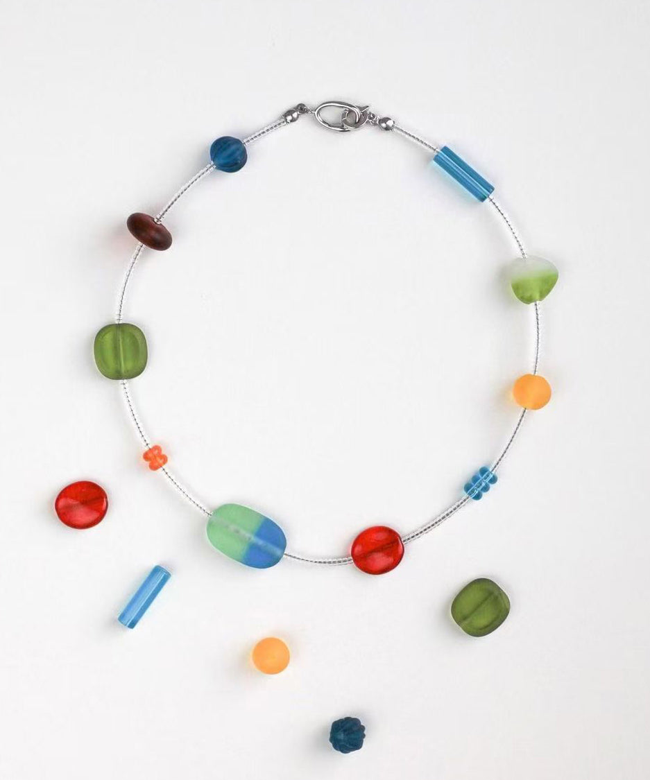 Modern Rainbow Alloy Asymmetrical Beads Gratuated Bead Necklace