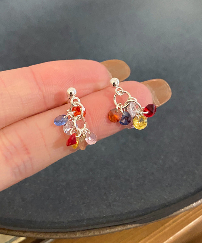 Modern Rainbow Alloy Zircon Beads Drop Earrings