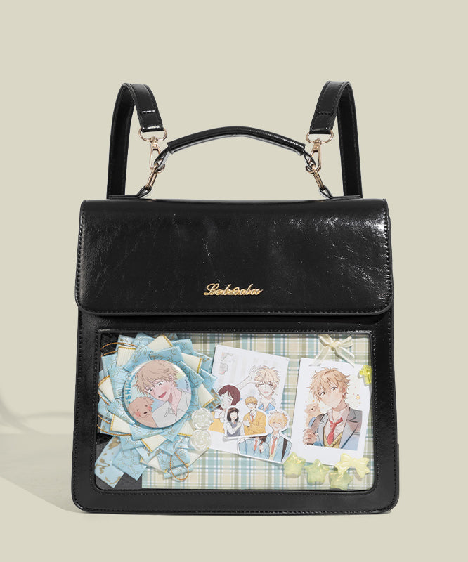 Modern White Print Solid Durable Faux Leather Backpack Bag