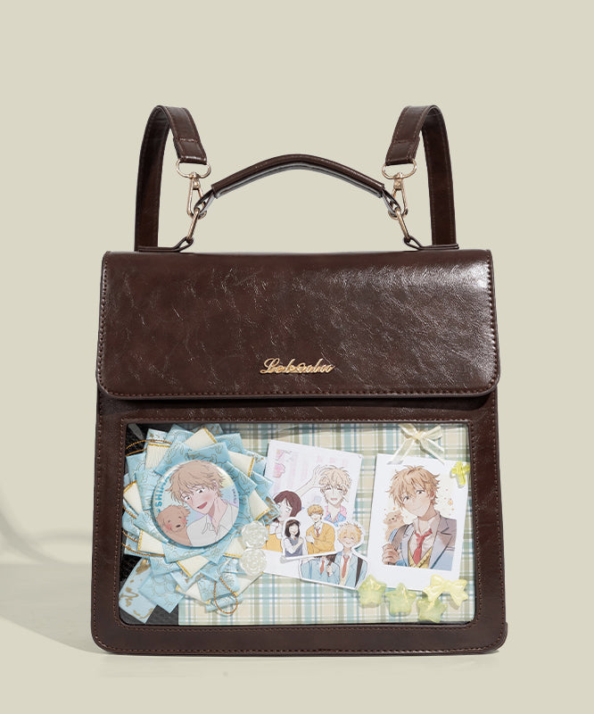 Modern White Print Solid Durable Faux Leather Backpack Bag