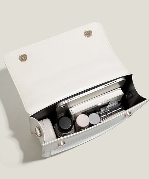 Modern White Print Solid Durable Faux Leather Backpack Bag