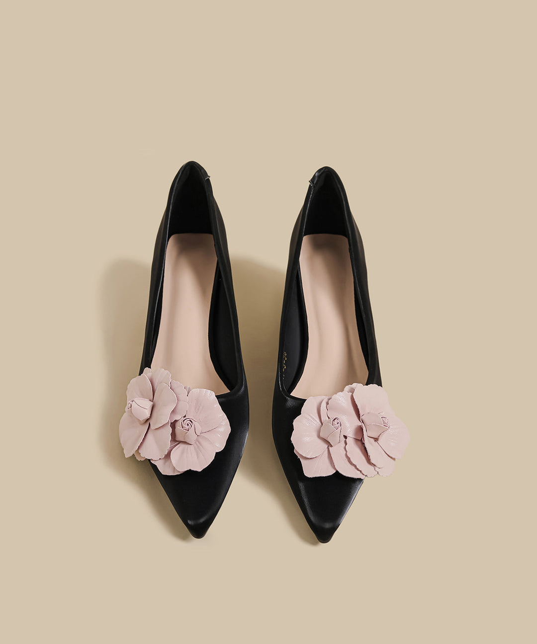 Mulberry Faux Leather Splicing High Heel Shoes Floral Pointed Toe