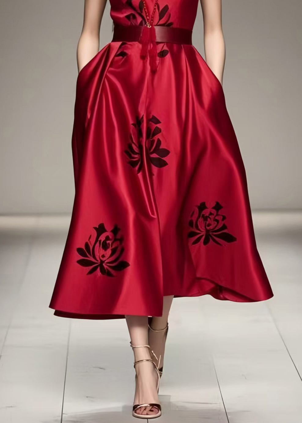 Mulberry Print Silk Cami Dress Cinched Summer