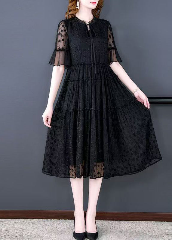 Black Layered Lace Up dress