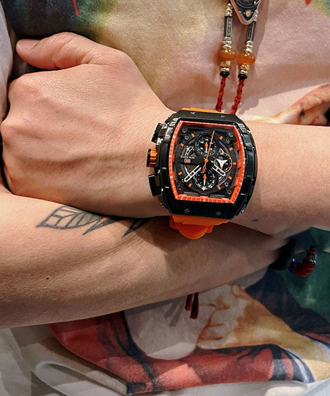 New Black Silicone Rubber Alloy Reinforced Glass Watches