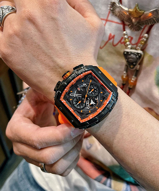 New Black Silicone Rubber Alloy Reinforced Glass Watches