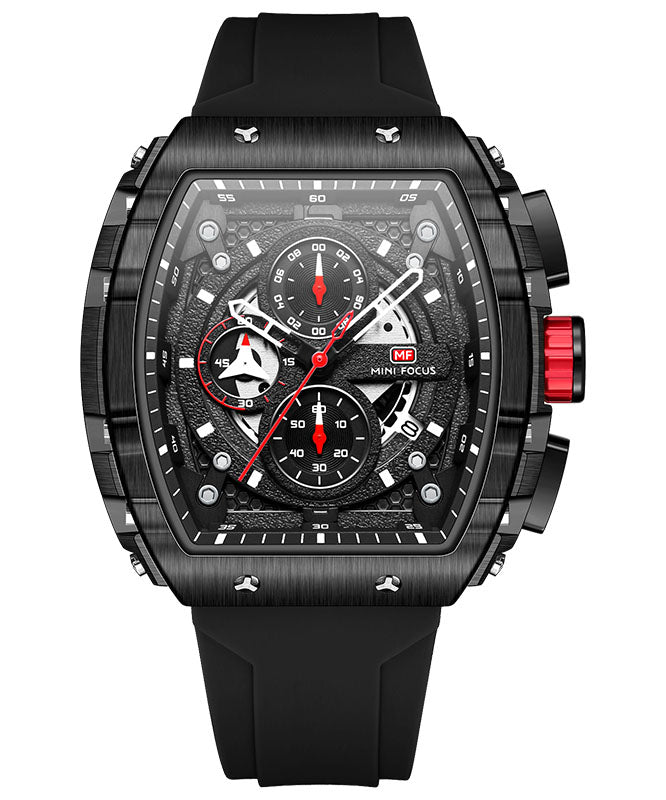 New Black Silicone Rubber Alloy Reinforced Glass Watches