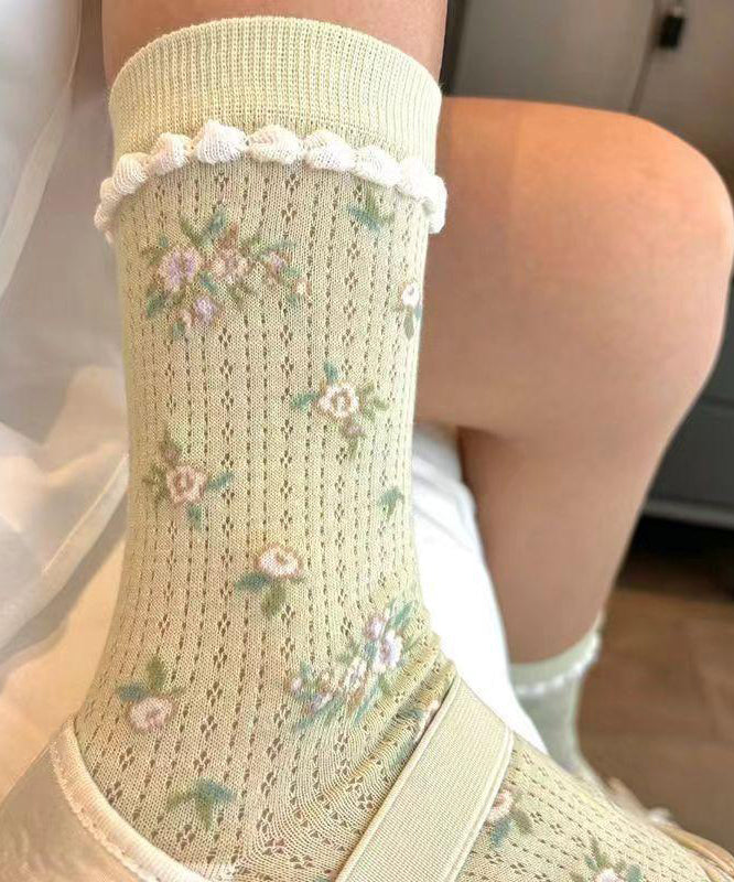 New Jacquard Cotton Mesh Crew Socks Summer