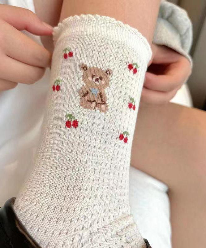 New Jacquard Cotton Mesh Crew Socks Summer