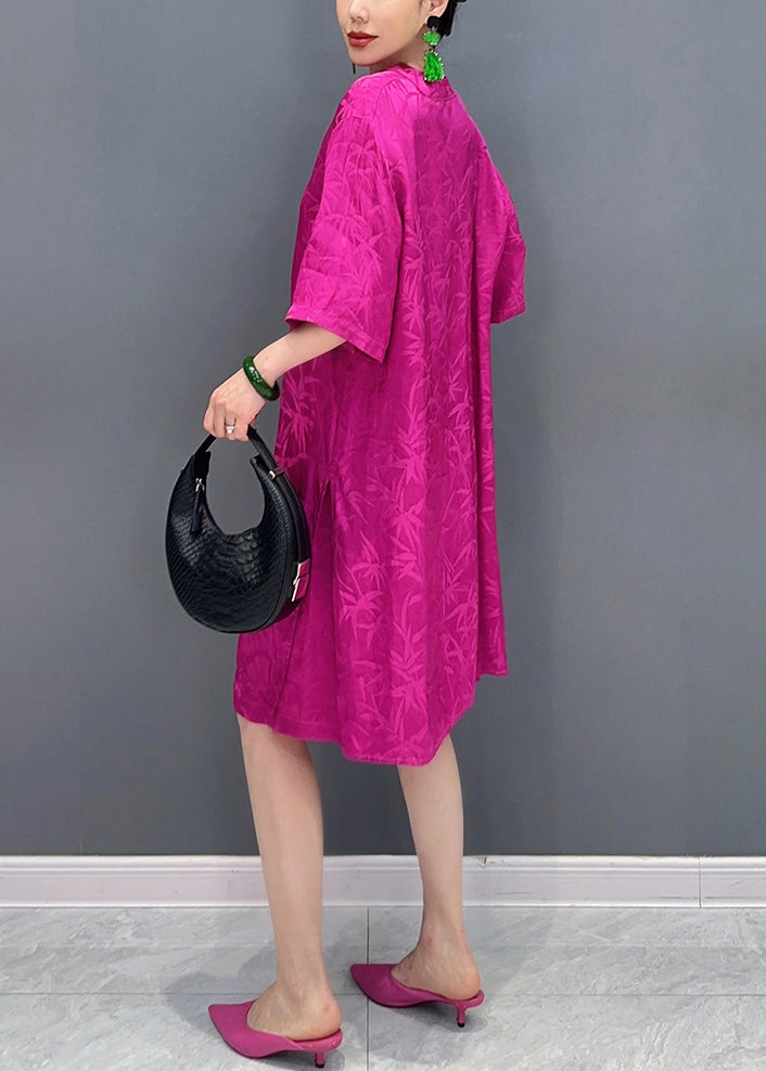 New Rose Print Side Open Silk Two Pieces Set Half Sleeve