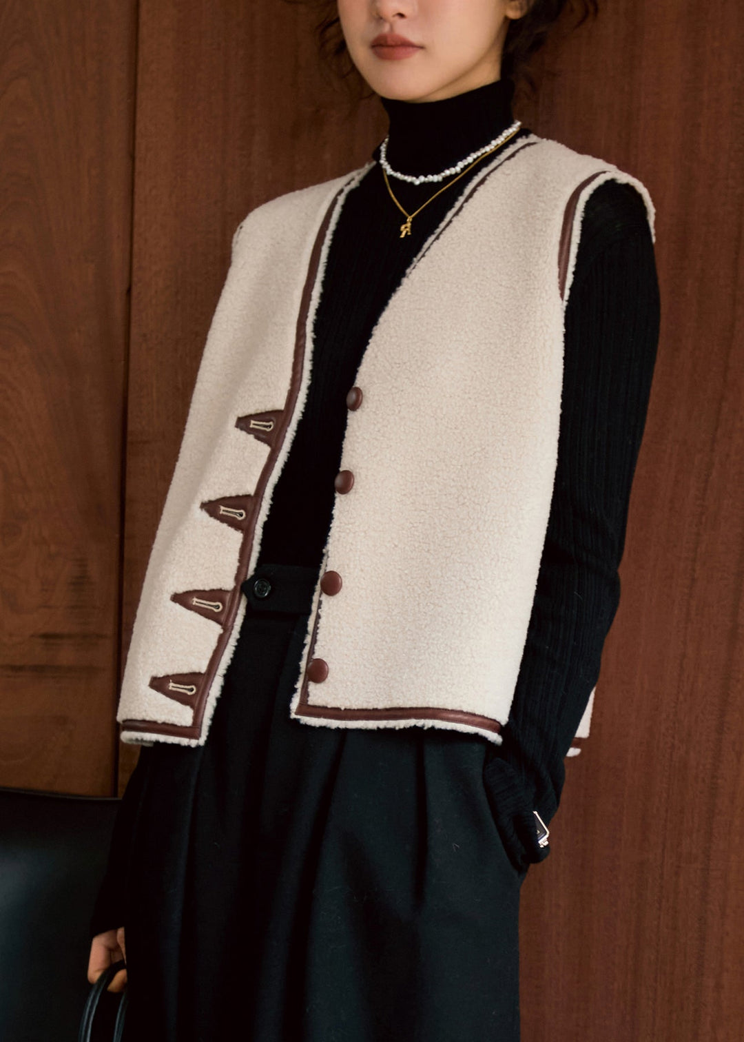 New V Neck Faux Fur Wear On Both Sides Vest Sleeveless