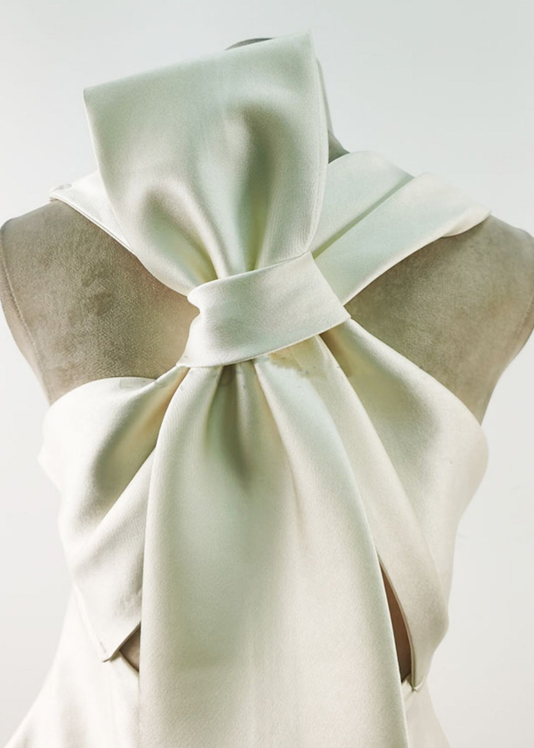 New White Bow High Waist Solid Cotton Party Dress Sleeveless