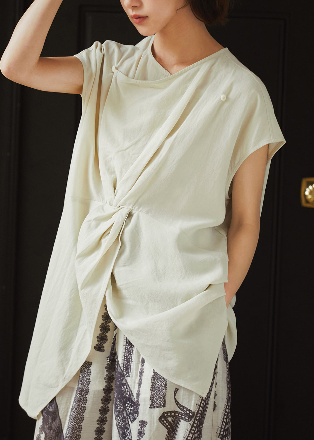 New White Button Front Open Cotton Shirt Summer