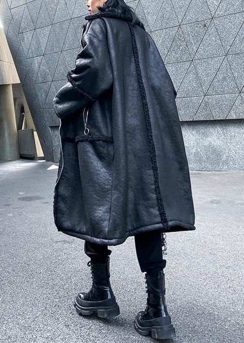 New Oversized Long Jackets Winter Coats Black Zippered Wool Overcoat