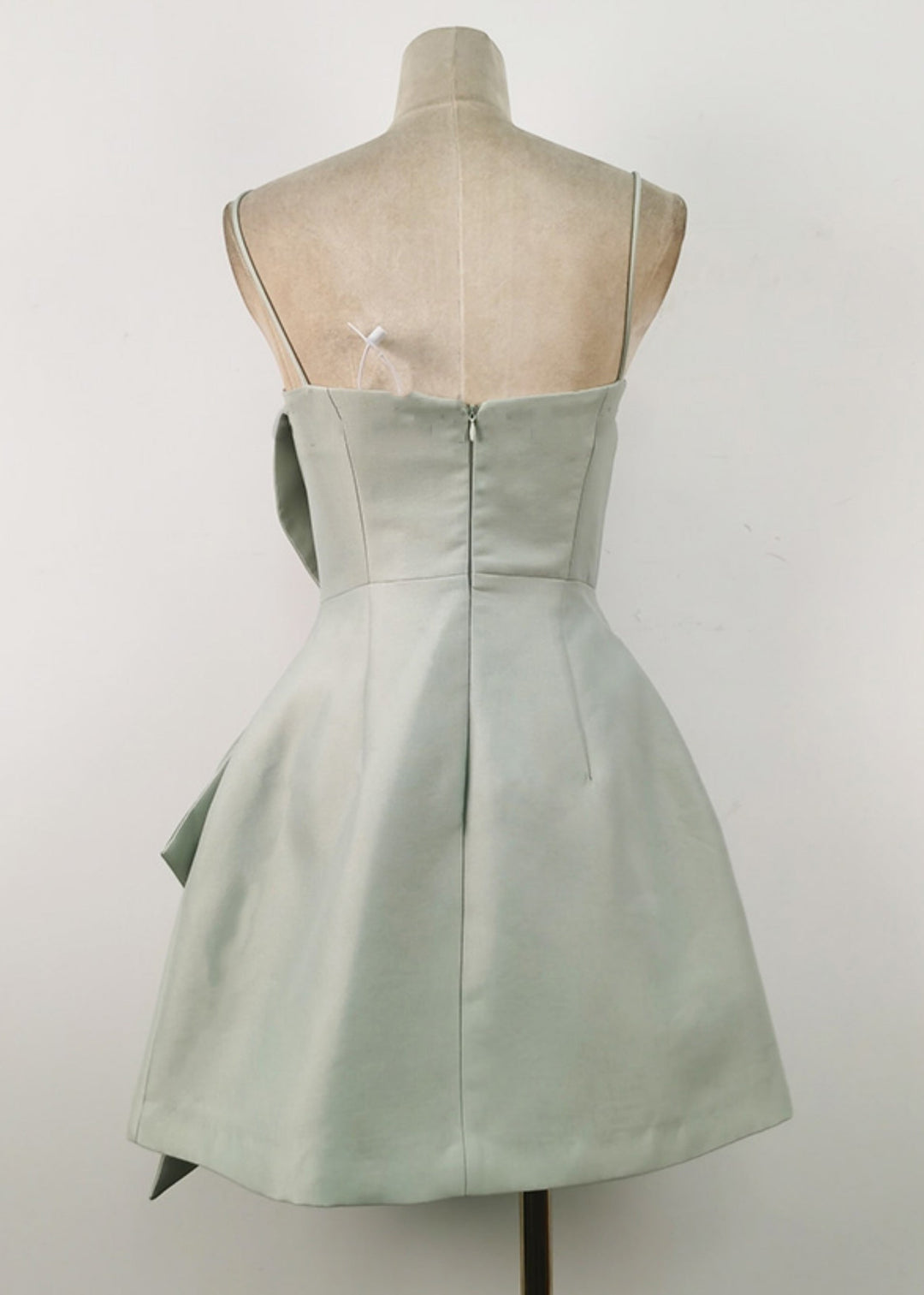 Novelty Green Bow Zircon Pearl Cotton Mid Dresses Sleeveless