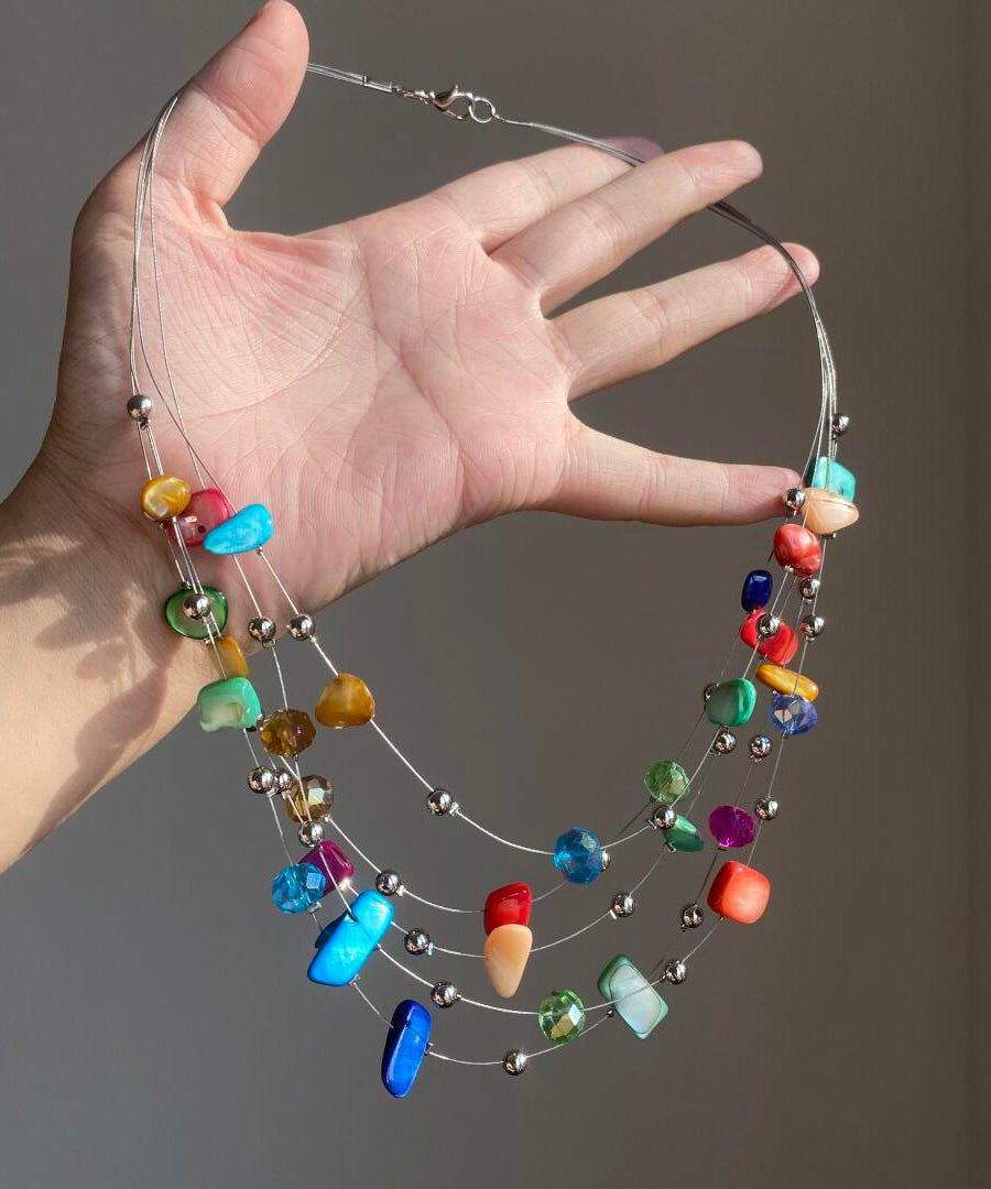 Novelty Multicolor Alloy Shell Holiday Layered Princess Necklace