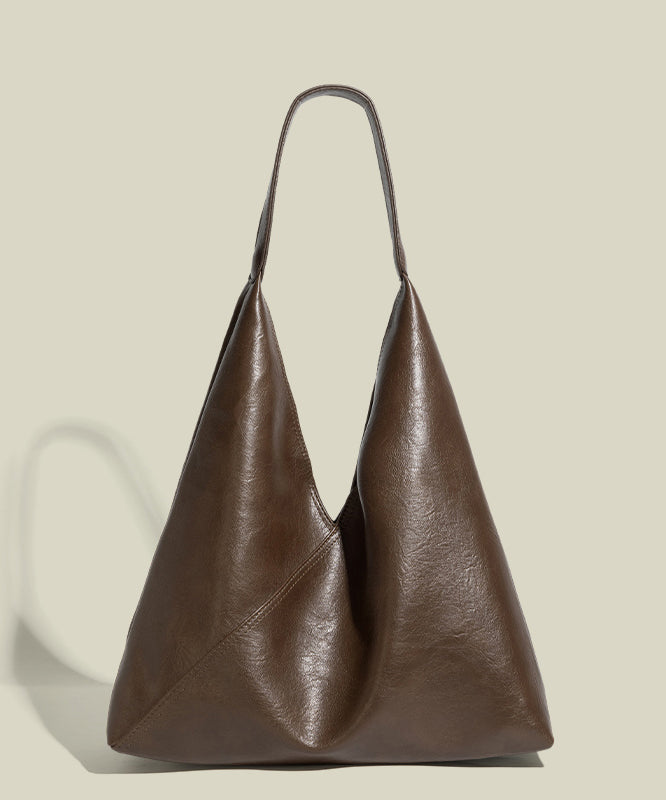 Organic Chocolate Large Capacity Solid Durable Calf Leather Shoulder Bags