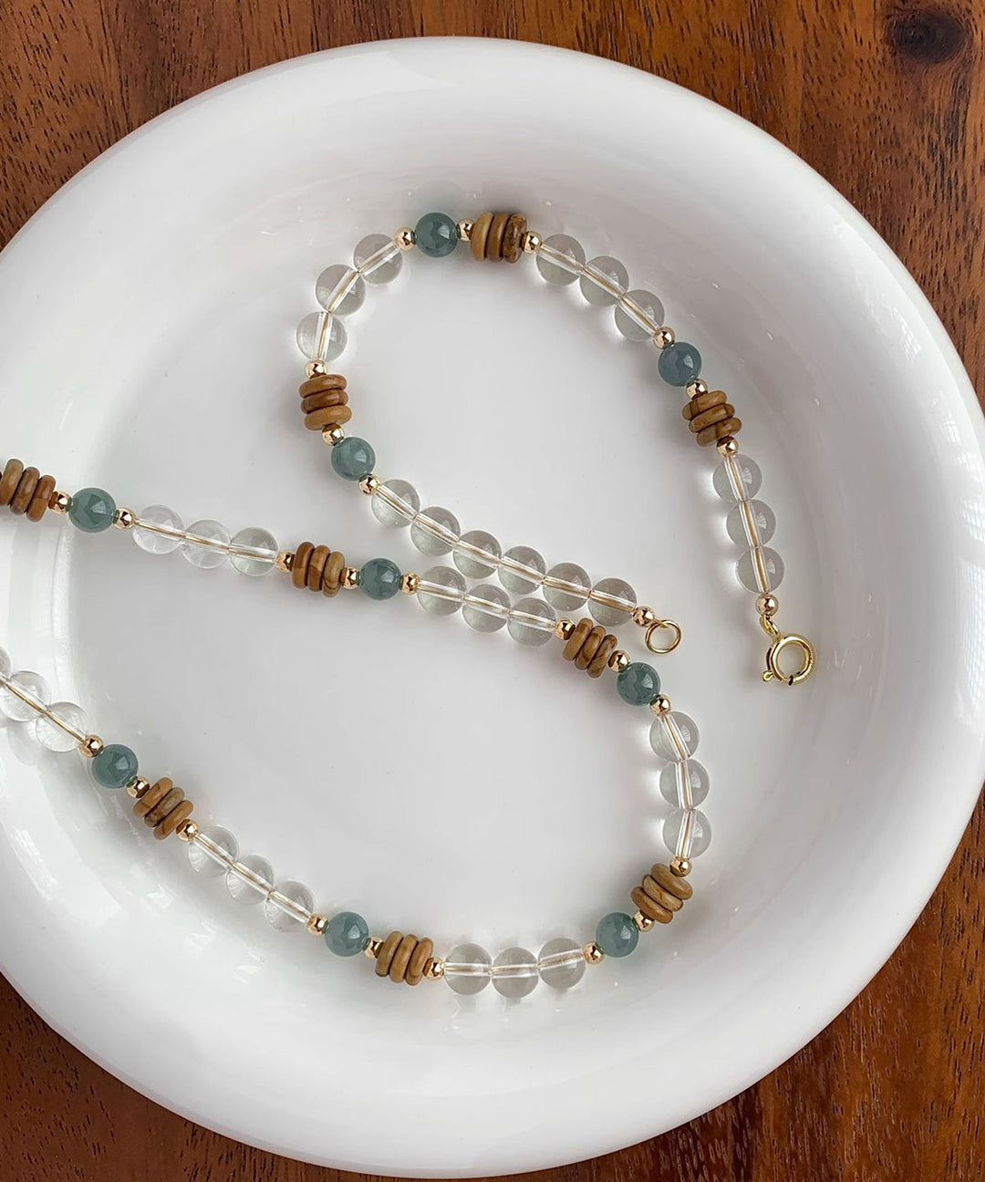 Original Design Alloy Crystal Jade Gratuated Bead Necklace