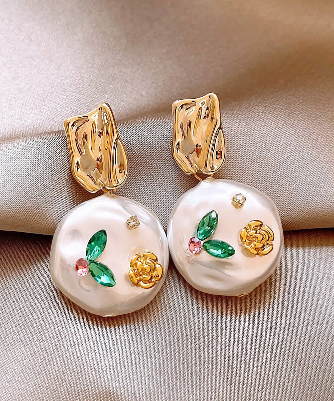 Original Design Gold Copper Alloy Pearl Drop Earrings