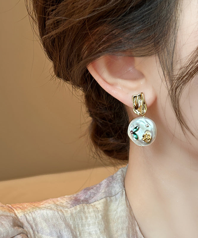 Original Design Gold Copper Alloy Pearl Drop Earrings