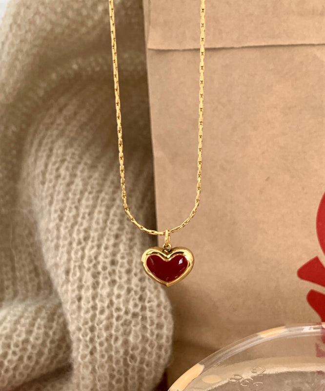 Original Design Gold Stainless Steel Love Drip Glaze Pendant Necklace