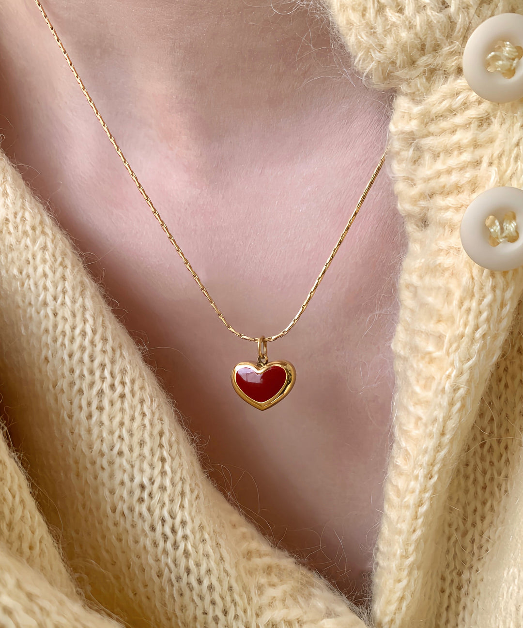 Original Design Gold Stainless Steel Love Drip Glaze Pendant Necklace