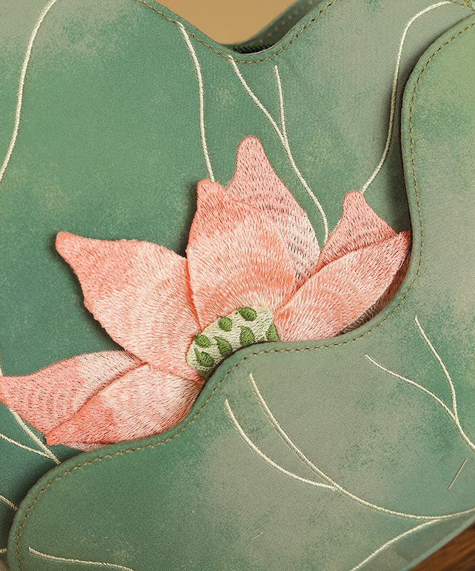 Original Design Green Lotus Embroidered CrossBody Bag