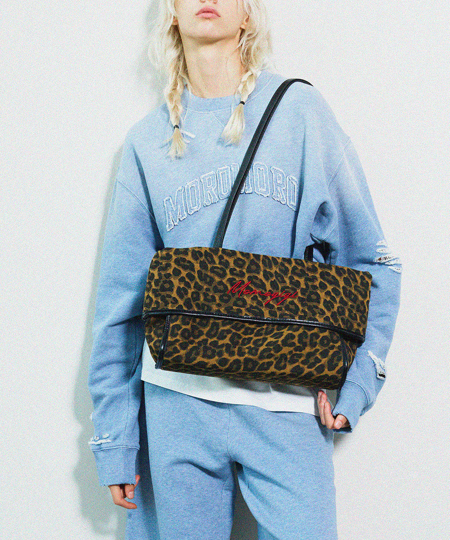 Original Design Leopard Embroidered Canvas Shoulder Bag