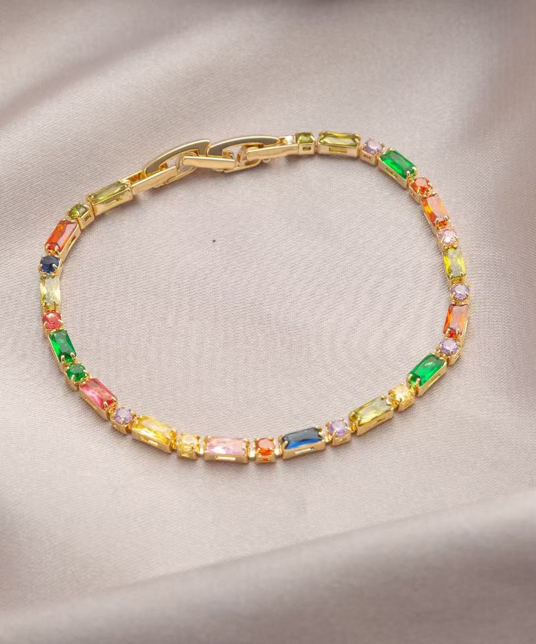 Original Design Rainbow Overgild Zirco Chain Bracelet