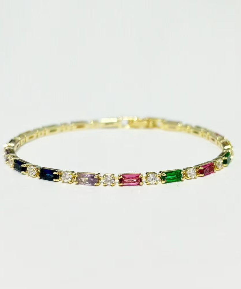 Original Design Rainbow Overgild Zirco Chain Bracelet