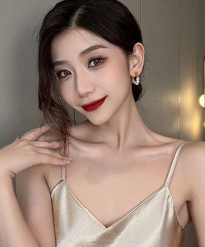 Original Design White Alloy Pearl Hoop Earrings