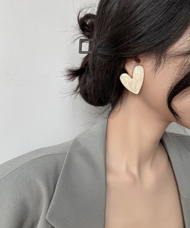 Original Design White Copper Overgild Love Stud Earrings