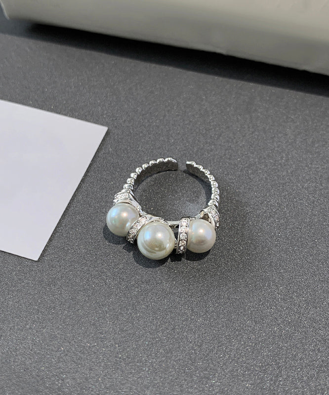 Original Design White Copper Overgild Pearl Rings