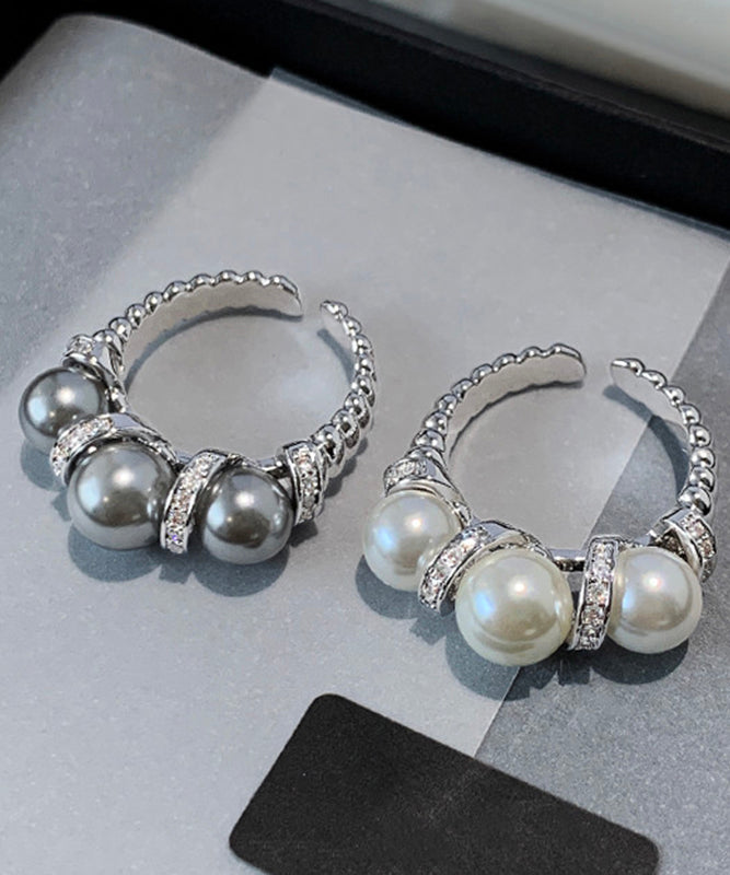 Original Design White Copper Overgild Pearl Rings