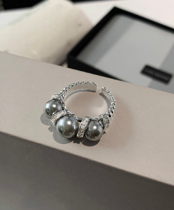 Original Design White Copper Overgild Pearl Rings