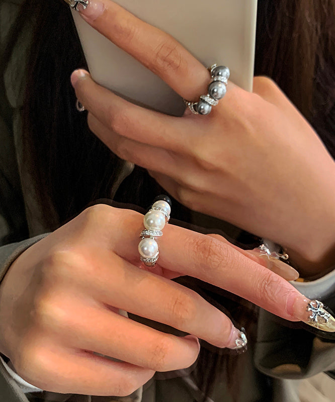 Original Design White Copper Overgild Pearl Rings