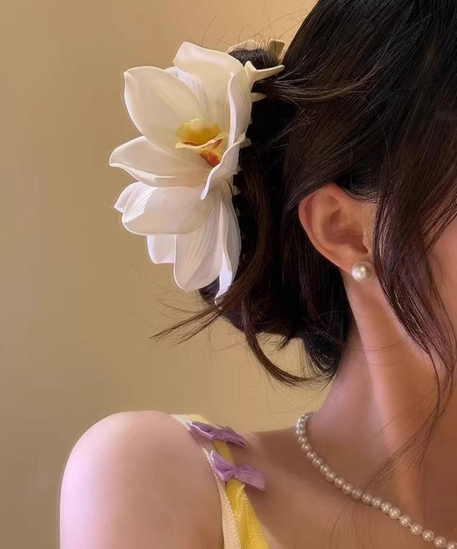 Original Design Yellow Orchid Holiday Hairpin