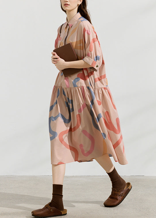 Original Peter Pan Collar Print Patchwork Cotton Dress Summer