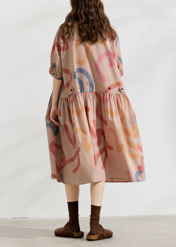 Original Peter Pan Collar Print Patchwork Cotton Dress Summer